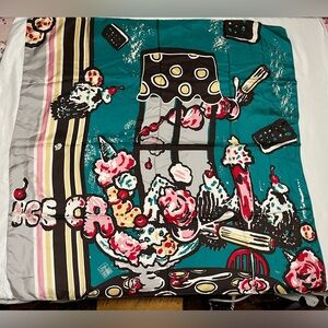 Very Vollbrach Silk Scarf tapestry wrap Crazy Ice Cream pattern 42” Square